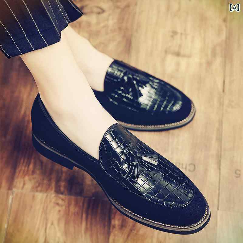 ローファー メンズ 紳士靴 シューズ フリンジ タッセル おしゃれ スリッポン 韓国 男性用 ビジネス カジュアル ブラック ブラウン ホワイト