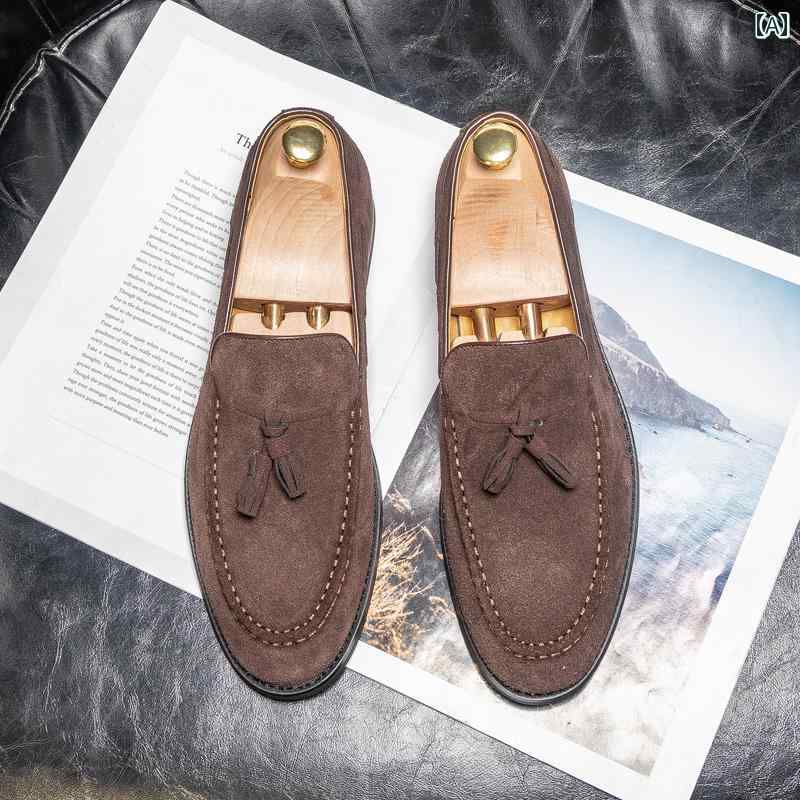 ローファー メンズ 紳士靴 シューズ フリンジ タッセル おしゃれ 革 ロフト 通気性 ブラウン ブラック