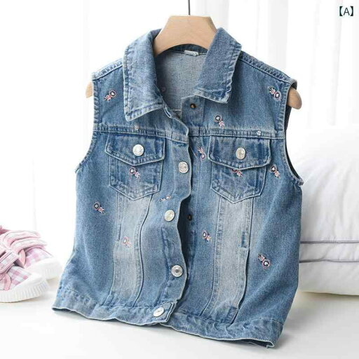 デニム ベスト キッズ 女の子 子供服 ノースリーブ ジャケット Gジャン コットン チョッキ アウター 春秋 ブルー デニム ベスト キッズ 女の子 子供服 ノースリーブ ジャケット Gジャン コットン チョッキ アウター 春秋 ブルー