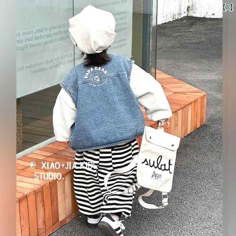 デニム ベスト キッズ 男の子 子供服 ノースリーブ ジャケット Gジャン アウター カジュアル チョッキ ソフト 新 ファッション おしゃれ 可愛い ブルー
