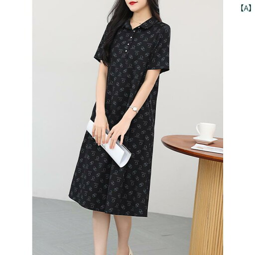 ダークカラー Tシャツ 女性用 スリム ドレス 夏 カジュアル プリント スカート ゆったり プルオーバー ブラック ダークカラー Tシャツ 女性用 スリム ドレス 夏 カジュアル プリント スカート ゆったり プルオーバー ブラック