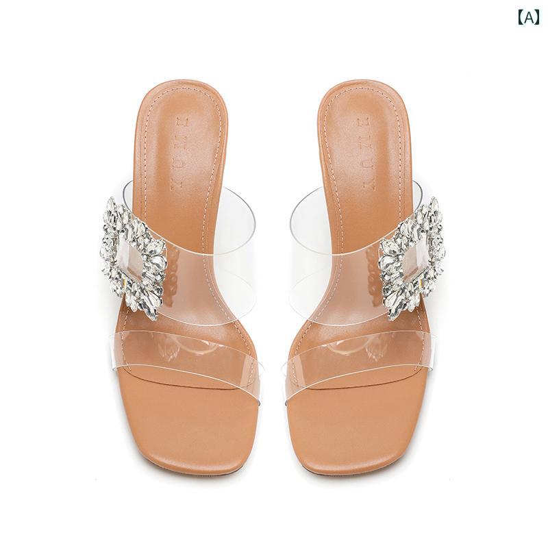 サンダル透明 クリスタル 女性 レディース 滑り止め 傷つけない プリンセス バスルーム 入浴 家庭用 屋内 スリッパ おしゃれ 可愛い 夏 ハイヒール シルバー