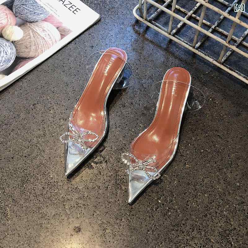 サンダル透明 クリスタル 女性 レディース 滑り止め 傷つけない プリンセス バスルーム 入浴 家庭用 屋内 スリッパ おしゃれ 可愛い 夏 ラインストーン シルバー
