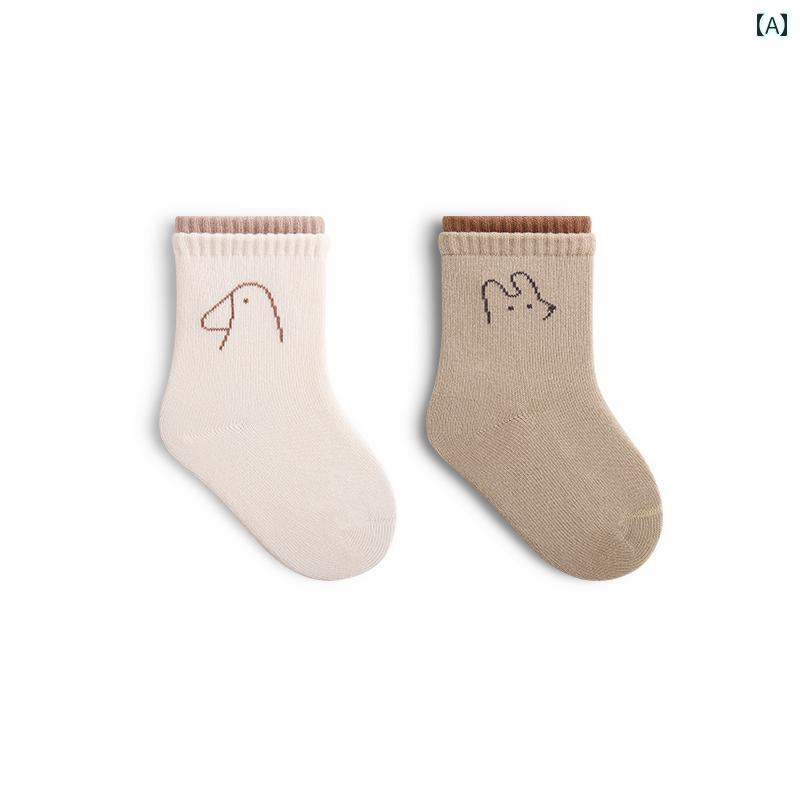 子供用 靴下 赤ちゃん ベビー 男の子 ボーイ 女の子 ガール ソックス かわいい おしゃれ 薄手 綿 ゆったり ユニセックス ホワイト ベージュ グレー