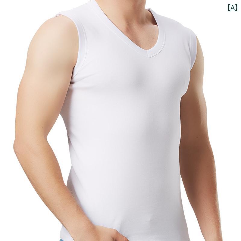 メンズ ベスト 綿 ベスト 半袖 ボトムス スウェットシャツ ノースリーブ ワイド ショルダー スリムフィ..