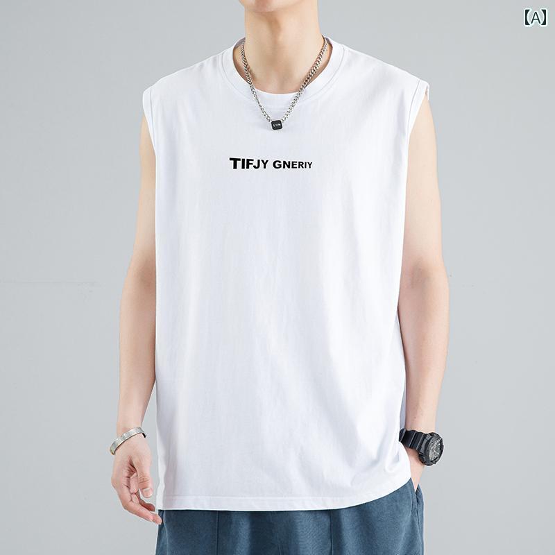 男性用 ベスト ノースリーブ メンズ 薄手 冷感 ファッション スポーツ フィットネス ゆったり カジュアル アウター ホワイト ブラック グレー