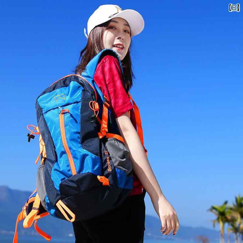 キャンプバッグ アウトドア レジャー メンズ レディース ハイキング 登山 旅行 スポーツ 大容量 ナイロン ブラック ブルー ピンク