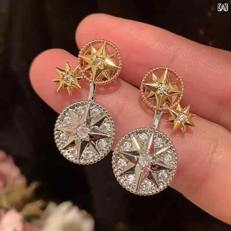 ピアス レディース アクセサリー 高級感 ゴールド 太陽花 八芒星 モチーフ 透かし彫り ジルコニア 電気メッキ加工 小ぶり デイリー カジュアル エレガント パーティー 結婚式 お呼ばれ 二次会 お出かけ デート フォーマル ラグジュアリー スタイリッ
