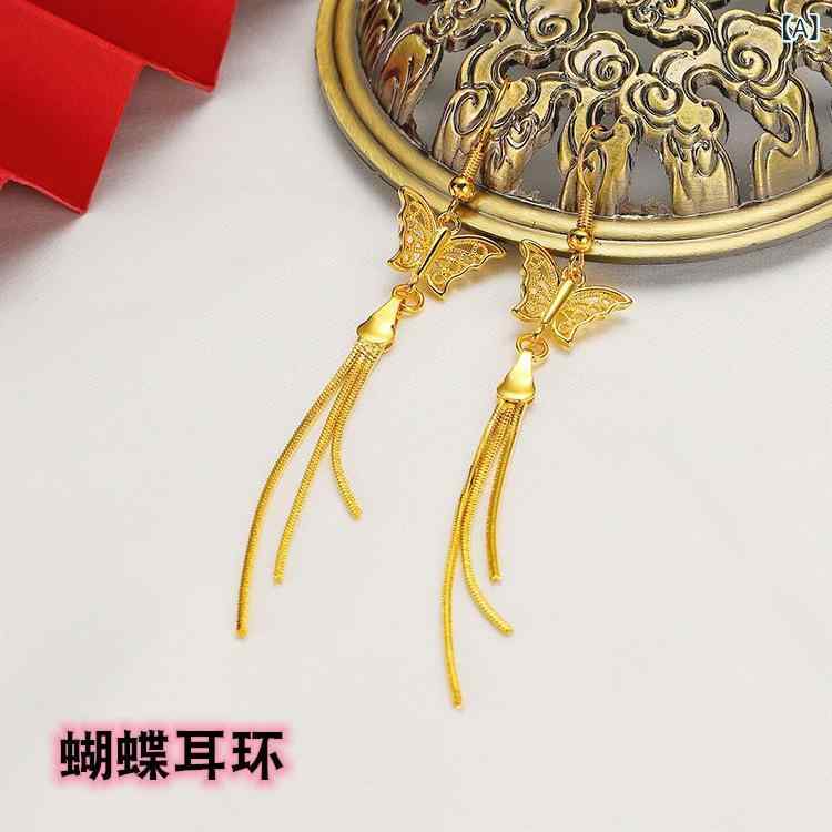 ピアス レディース アクセサリー 真鍮 金メッキ 花 蝶 モチーフ 揺れる フリンジ タッセル 大ぶり ゴージャス エレガント 華やか おしゃれ かわいい パーティー デート デイリー 通勤 通学 結婚式 二次会 普段使い プレゼント ギフト お出かけ
