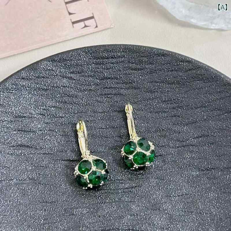 ピアス レディース アクセサリー 韓国風 レトロ カラフル サークル クリスタル ス...