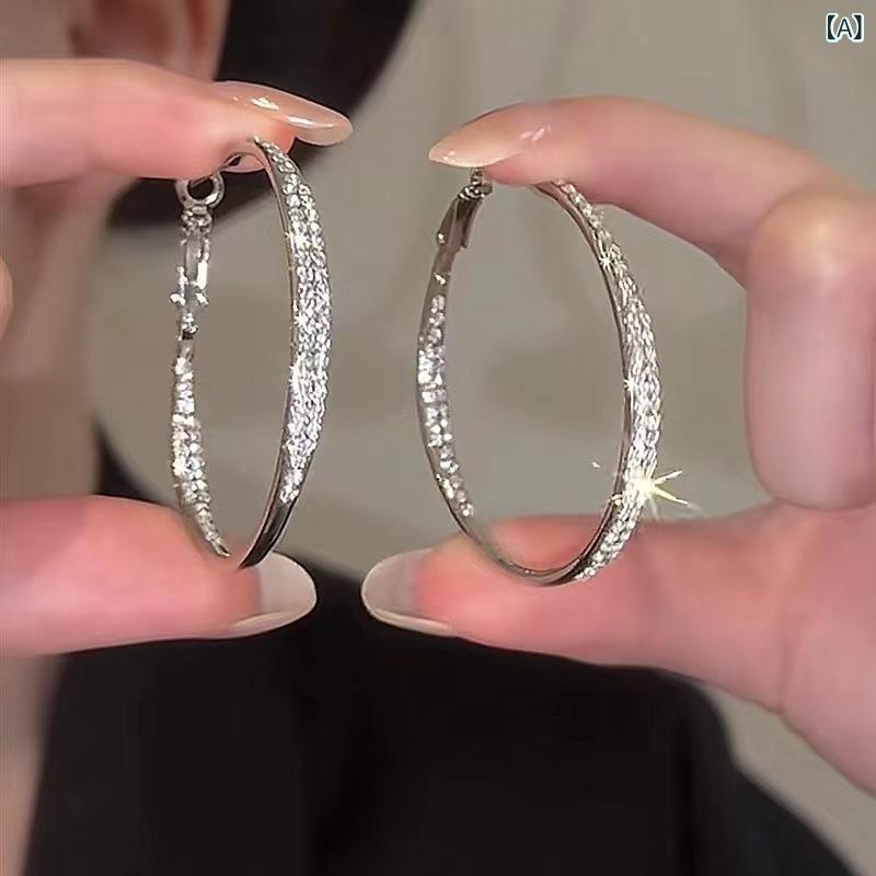 ピアス レディース アクセサリー フープピアス 大ぶり ビッグフープ ジルコニア シ...