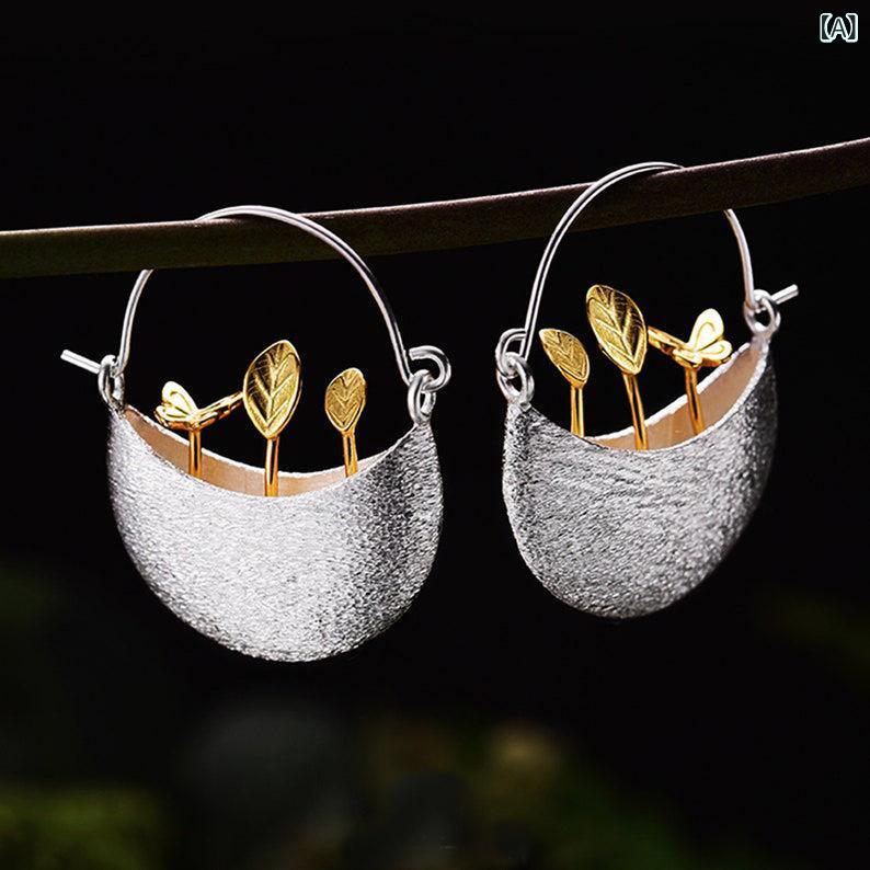 ピアス レディース アクセサリー 耳飾り 花 盆栽 モチーフ デザイン ヨーロッパ ア...