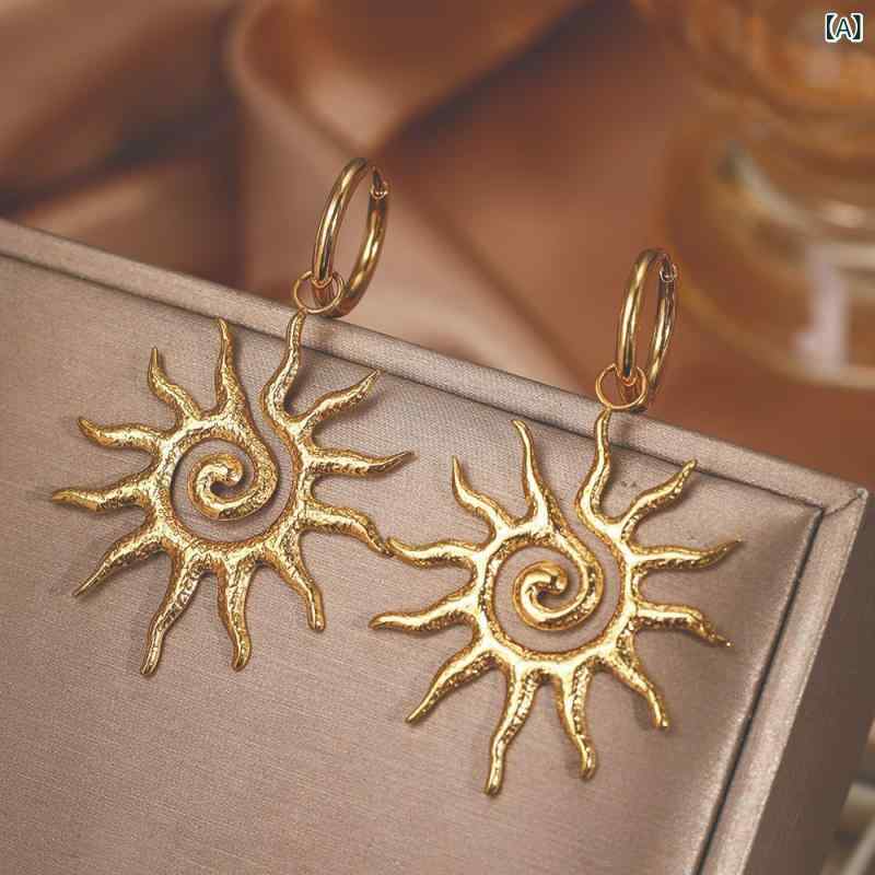 ピアス レディース アクセサリー 螺旋 太陽花 モチーフ ステンレス製 高級感 イン...