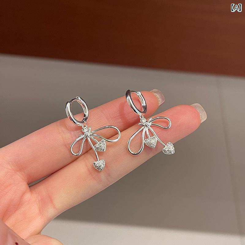 ピアス レディース かわいい ハート 蝶々結び フープピアス 幾何学模様 おしゃれ 上品 優雅 リングピアス 万能 清潔感 小ぶり アクセサリー ジュエリー シルバー ゴールド シンプル デイリーユース カジュアル パーティー ギフト フェミニン ガーリ