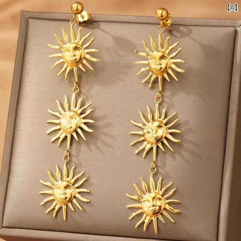 ピアス レディース ロング 個性的 太陽花 フラワー お花 モチーフ アクセサリー ジュエリー 揺れる 耳飾り 大ぶり エレガント きれいめ 大人 かわいい おしゃれ シンプル ファッション 高見え 普段使い デート パーティー ギフト 上品 高級感 ゴ