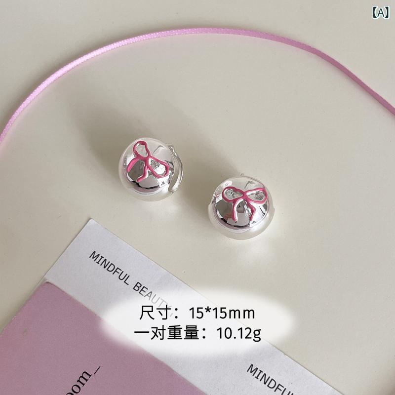 ピアス レディース アクセサリー ジュエリー 925銀針 ハート型 かわいい 甘め ピンク系 蝶結び リボン フープピアス 軽やか 高級感 上品 おしゃれ 耳飾り シルバーアクセサリー デイリー カジュアル オフィス 通勤用 ギフト用 記念日 プレゼント用
