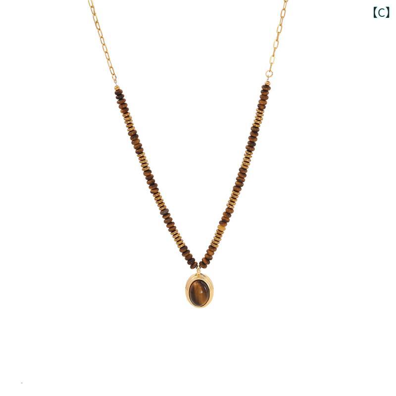ネックレス レディース アクセサリー ジュエリー 虎目石 タイガーアイ 串珠 天然石...
