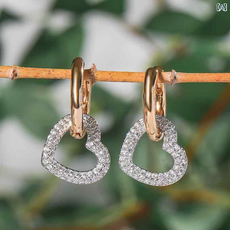ピアス レディース アクセサリー ジルコニア ハート型 電気メッキ加工 18Kゴールドコーティング 大人かわいい おしゃれ 上品 華奢 エレガント 高級感 オフィス デート パーティー 結婚式 二次会 普段使い カジュアル ジュエリー プレゼント 記念日