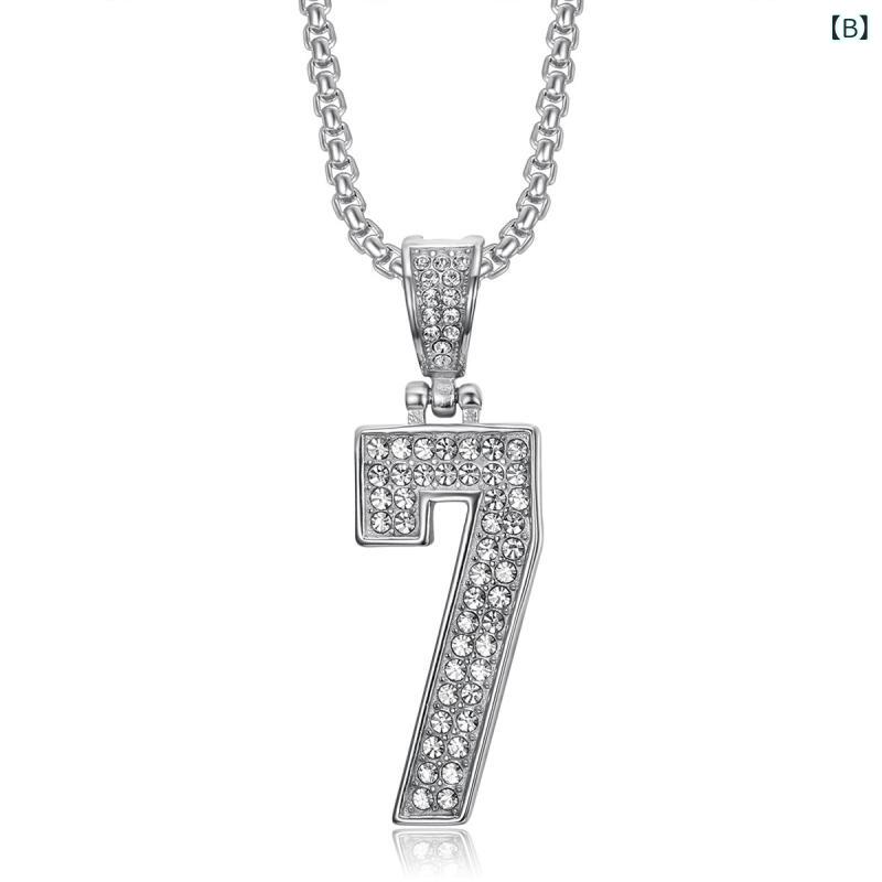 ネックレス メンズ アクセサリー ペンダント 数字 7 ジルコニア ステンレス ゴール...
