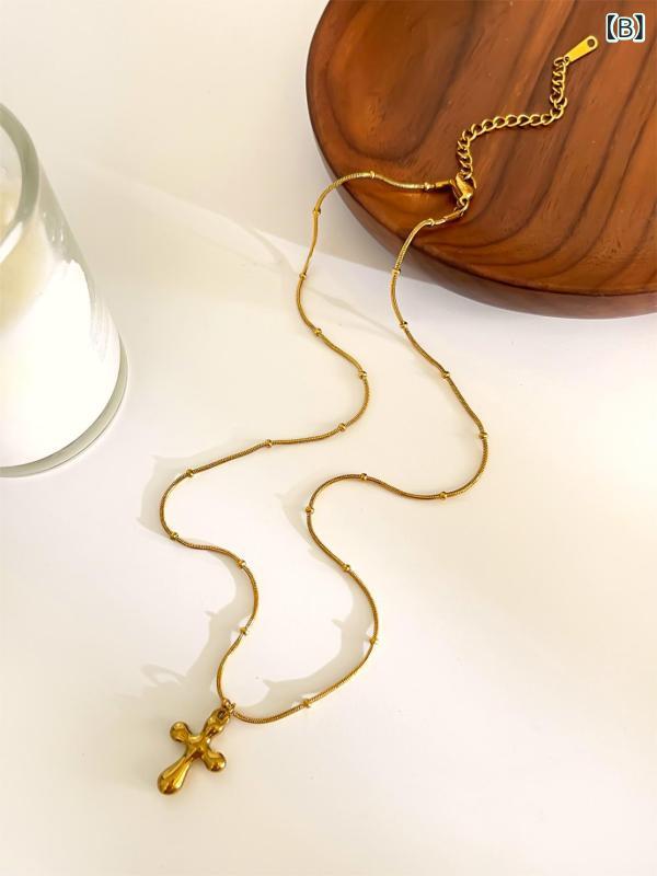 ネックレス レディース ステンレス 十字架 ペンダント シンプル デザイン アクセサ...