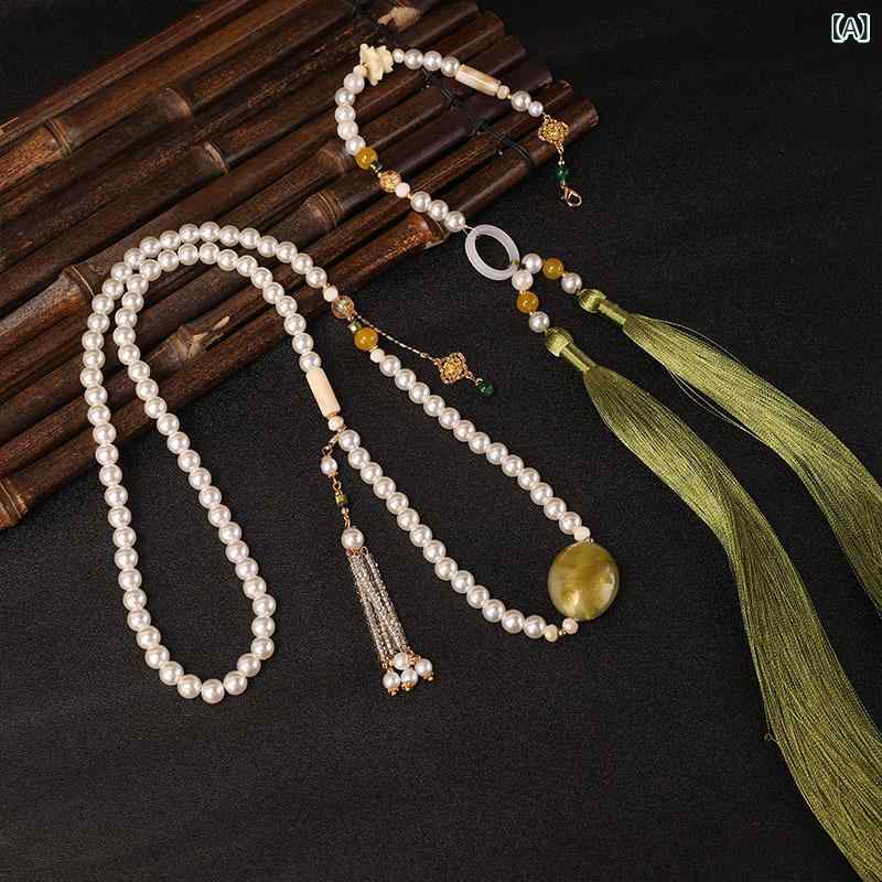 ネックレス レディース チャイナドレス用 アクセサリー 古風 中国風 中華風 ロング タッセル付き チェーン 斜め掛け可能 レトロ 百搭 装飾品 首飾り ペンダント パーティー用 華やか 高級感 伝統的 エレガント 贈り物 ギフト おしゃれ 雑貨 小物