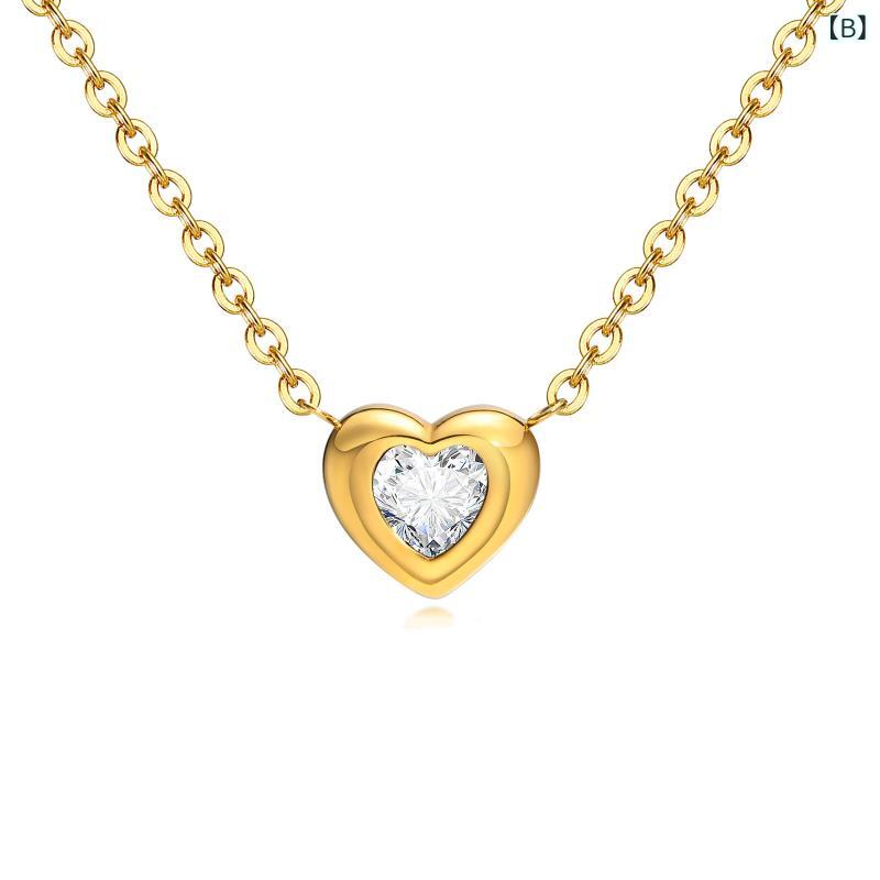 ネックレス レディース アクセサリー ペンダント ハート ピンクジルコニア シンプ...
