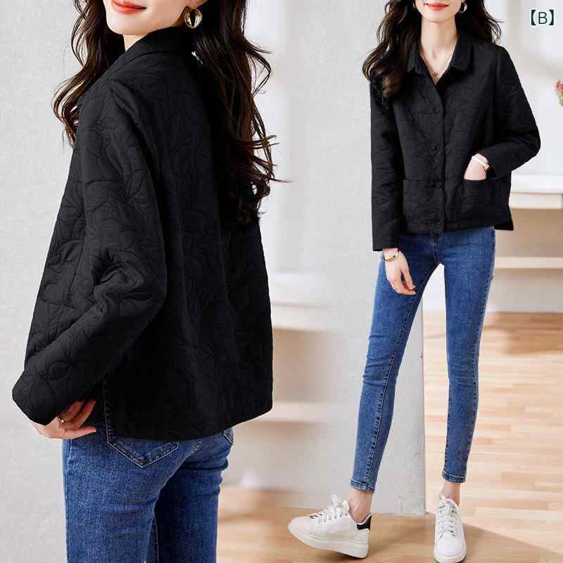 暮らしのお手伝いのジャケット レディース 秋服 ショート丈 アウター 赤色 羽織り 刺繍入り 小襟 襟付き 羽織 上着 母親用 母の日 カジュアル 通勤用 オフィス お出かけ ゆったり 体型カバー 着痩せ 細見え プラスサイズ 大きいサイズ 高級感 普段使い 無地 エレガ｜アングル2