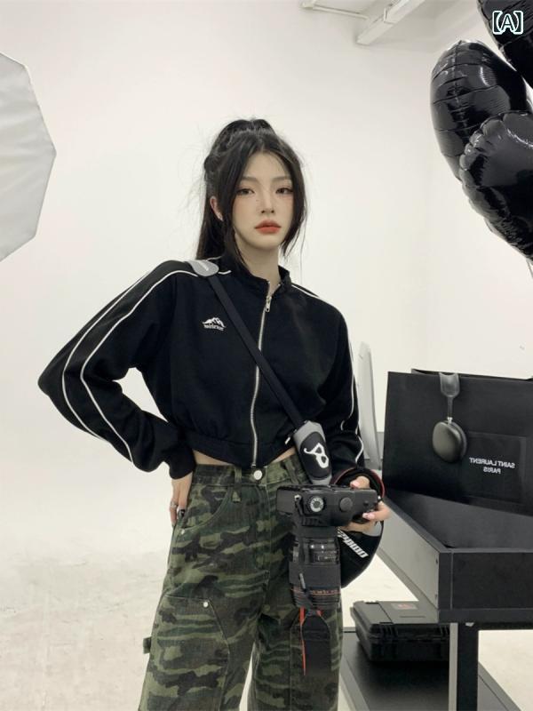 トレーナー レディース 秋服 長袖 スタジャン アウター アメリカンレトロ ショート丈 スウェット ゆったり 丈短め 羽織り 体型カバー 細見え クロップド丈 スポーティー カジュアル 普段使い 重ね着 伸縮性 切り替え コットン混 オーバーサイズ コン