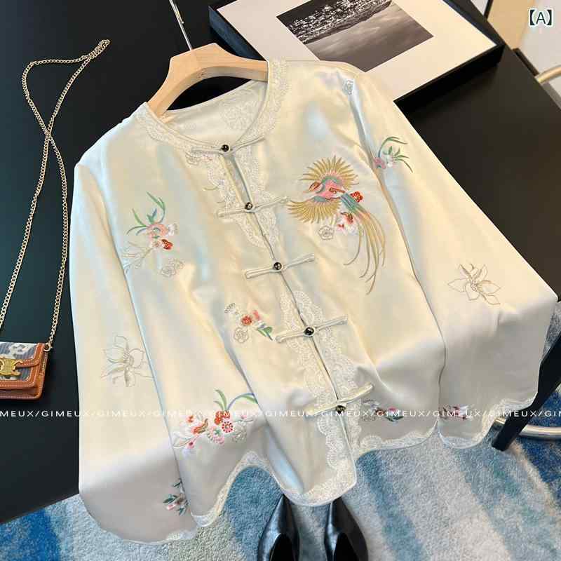 ジャケット レディース トップス アウター ショート丈 高級感 中華風 刺繍入り 新中式 軽量感 ゆったり 大きいサイズ…