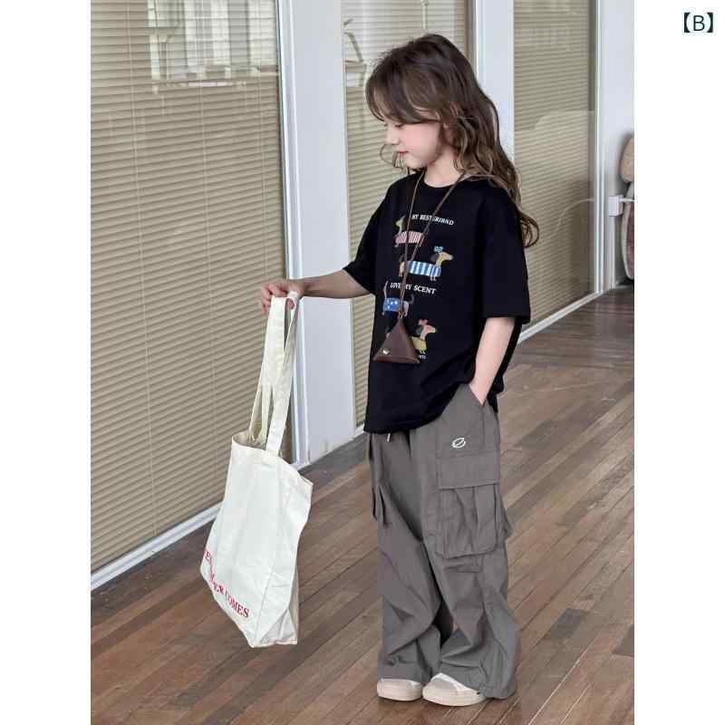 Tシャツ 子供用 女の子 半袖 丸首 トップス 綿100％ カットソー カジュアル かわい...