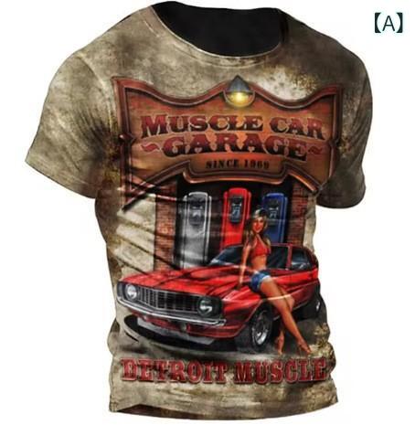 Tシャツ メンズ 大きいサイズ トップス ヴィンテージ風 3Dプリント アメリカンカジ...