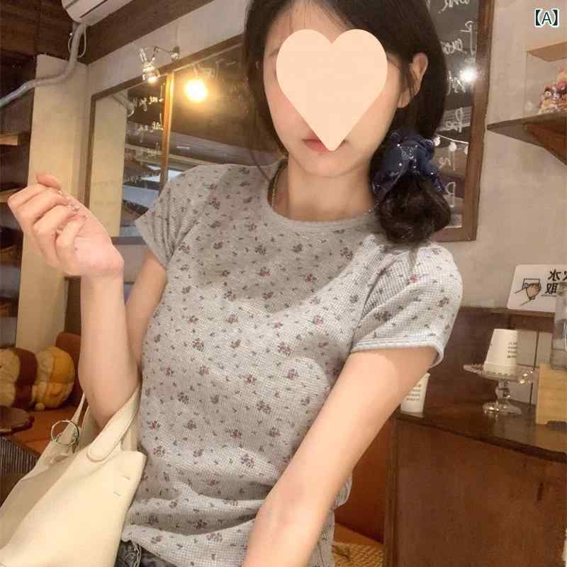 Tシャツ レディース 半袖 トップス カットソー 花柄 レトロ フェミニン きれいめ ...