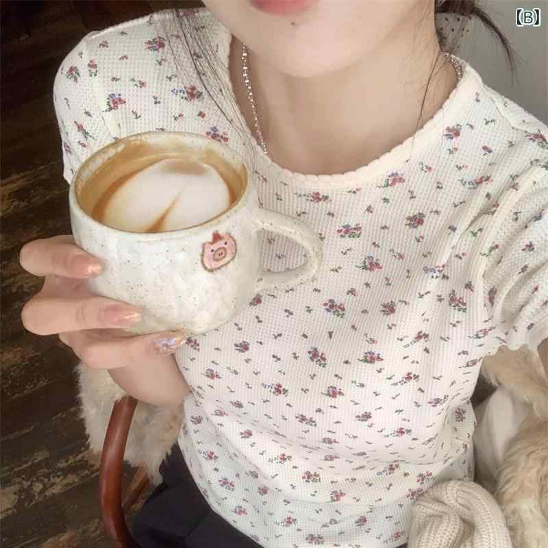 Tシャツ レディース 半袖 トップス カットソー 花柄 レトロ フェミニン きれいめ ...
