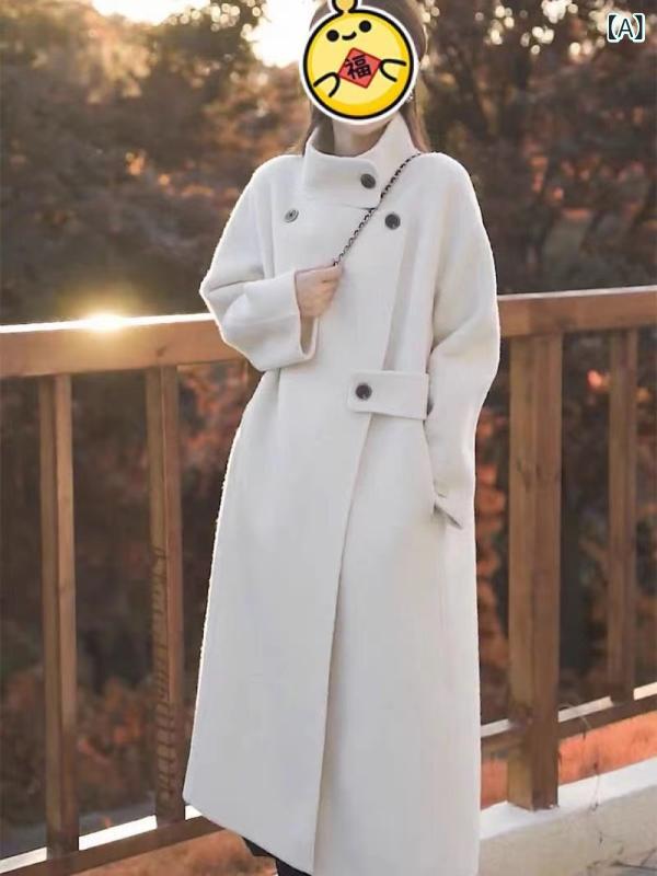 コート レディース ロング丈 アウター ウールコート 秋冬 おしゃれ 上品 ゆったり ダブルフェイス 体型カバー 大きいサイズ 長袖 防寒着 高級感 通勤 通学 シンプル 無地 羽織り 厚手 暖かい きれいめ 体系カバー 着痩せ 細見え プラスサイズ オ