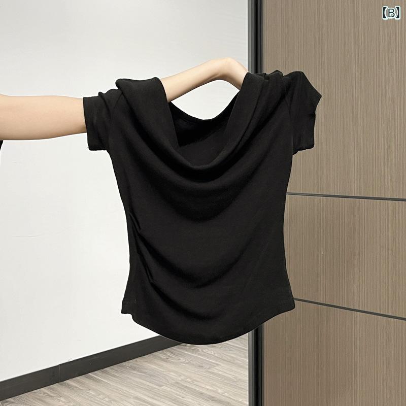 Tシャツ レディース 半袖 トップス フレンチガーリー オフショルダー ショート丈 ...
