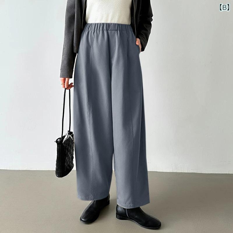 暮らしのお手伝いのパンツ レディース カジュアルパンツ ロングパンツ ワイドパンツ 秋物 シンプル 無地 ゆったり 体型カバー 着痩せ 細見え 大きいサイズ プラスサイズ 体系カバー お腹周り 柔らかい 快適 伸縮性 美脚効果 ストレート ナチュラル ベーシック 通勤用｜アングル2