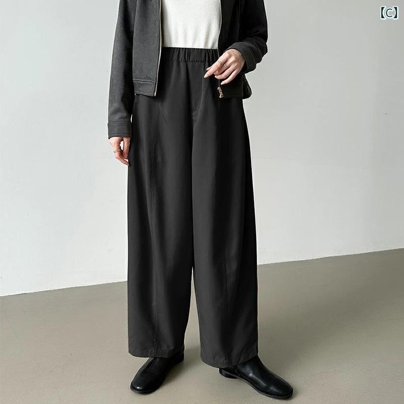 暮らしのお手伝いのパンツ レディース カジュアルパンツ ロングパンツ ワイドパンツ 秋物 シンプル 無地 ゆったり 体型カバー 着痩せ 細見え 大きいサイズ プラスサイズ 体系カバー お腹周り 柔らかい 快適 伸縮性 美脚効果 ストレート ナチュラル ベーシック 通勤用｜アングル3