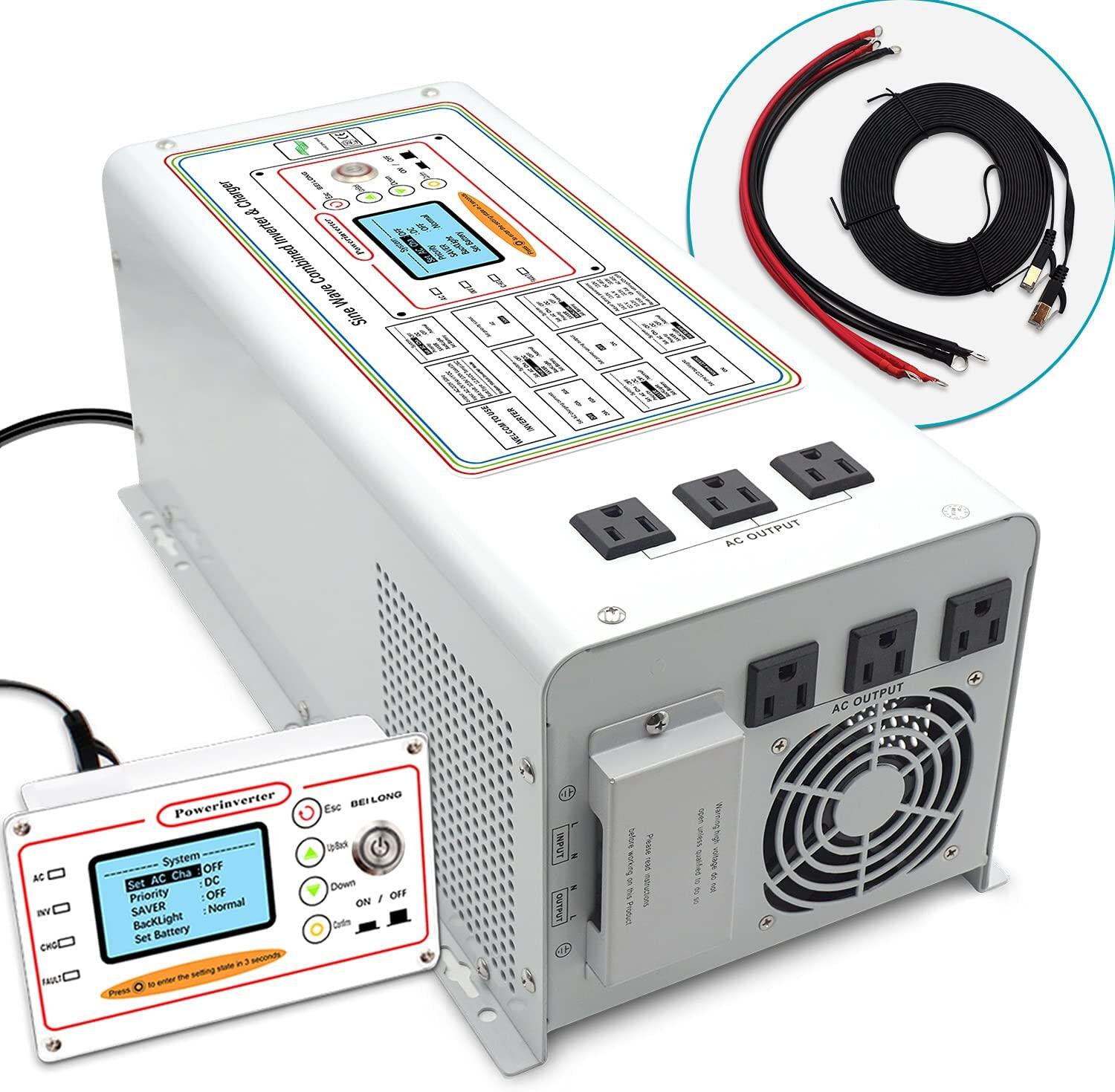 【永久保証】LVYUAN（リョクエン）外部電源を接続可能 低周波 3KW 12Vインバータ UPS 無停電電源装置常時正弦波インバータ12V 3000W 最大9000W DC12V（直流）AC100V（交流）変換 50HZ 60HZ / UPS 装置 / 80A 充電器 /太陽光発電 発電機 / 家庭用電源 AC コンセント×6 その1