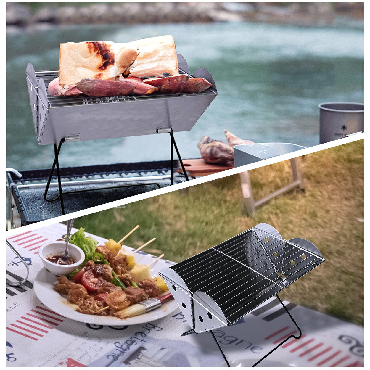 【1年保証】バーベキューコンロ 折りたたみ 小型 BBQコンロ ステンレス 送料無料 ...