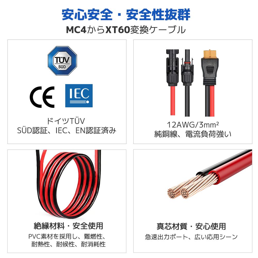 �ڥ����ݥ�Ŭ�Ѥ�2,286�ߡ�LVYUAN MC4 XT60 �Ѵ������ץ��� �Ѵ����ͥ��� 3.5sq��12AWG�� ����300V��DC�� Ĺ��3.5M ��Ĺ�磻�䡼 �����顼���ť����֥� �����顼���㡼�������֥� �ݡ����֥��Ÿ� �����顼�ѥͥ� ���۸�ȯ�ť����ƥ� MC4toXT60 DC�����֥�