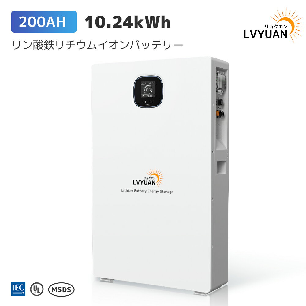 LVYUAN(リョクエン) 51.2V 200AH 10.24kWh LiFePO4（リン酸鉄リチウム）電池 リン酸鉄リチウムイオンバ..