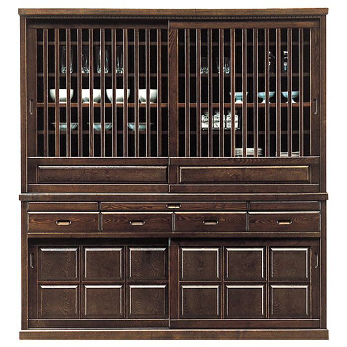 食器棚 キッチンボード 幅180cm 180cm幅 カップボード キッチン 収納 完成品 キッチン棚 棚 キャビネット 引き戸 おしゃれ キッチン収納 キッチン収納棚 ラック キッチンキャビネット 収納棚 ダイニングボード 食器棚完成品 キッチン台 引き出し 格子 和風モダン 大型 大容量