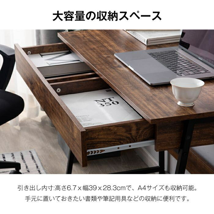 即納 デスク パソコンデスク 幅100cm ヴィンテージ調 ワークデスク PCデスク 机 つくえ 平机 学習机 勉強机 パソコン台 学習デスク 木製 引き出し付き コンパクトデスク おしゃれ テレワーク 新生活 引き出し 送料無料