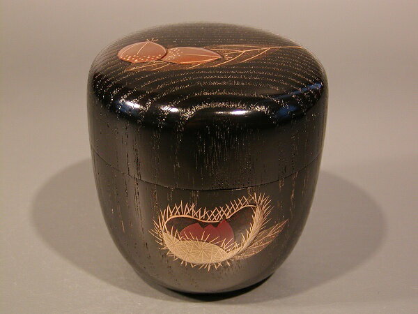 茶道具 中棗栗木地 栗蒔絵奥野美峰作