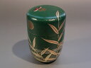 茶道具 長棗 蛍絵、青漆 叩塗、 加賀蒔絵師 岡本 康光( おかもと やすみつ )作