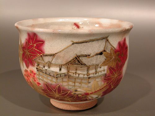 茶碗　清水寺の紅葉、　寺尾陶象作