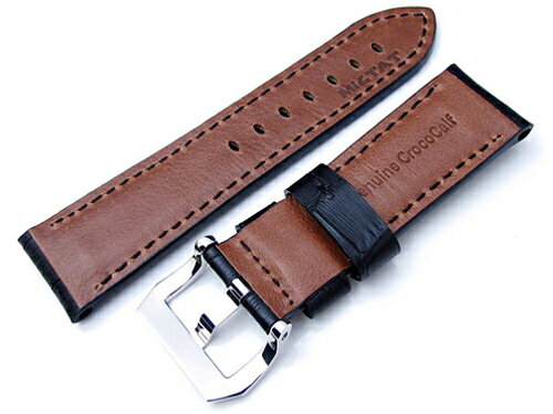 MIMOSA(ミモザ) 時計バンド P型押ワニ 13mm レッド (美錠:銀) CP-R13