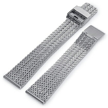 20mm MiLTAT 時計ベルト クラシック ボニー メッシュバンド ポリッシュドシルバー