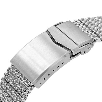 22mm MiLTAT Massy メッシュバンド ステンレススチール テーパード ブレスレット ポリッシュドシルバー Vクラスプ for セイコー プロスペックス タートル SBDY017他