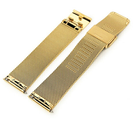 22mm MiLTAT 時計ベルト ワイヤーメッシュバンド クラシック ポリッシュドIPゴールド クイックリリース